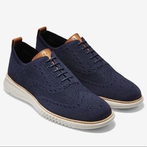 Cole Haan MEN'S 2 ZEROGRAND WINGTIP OXFORD MARINE BLUE STITCHLITE size 12